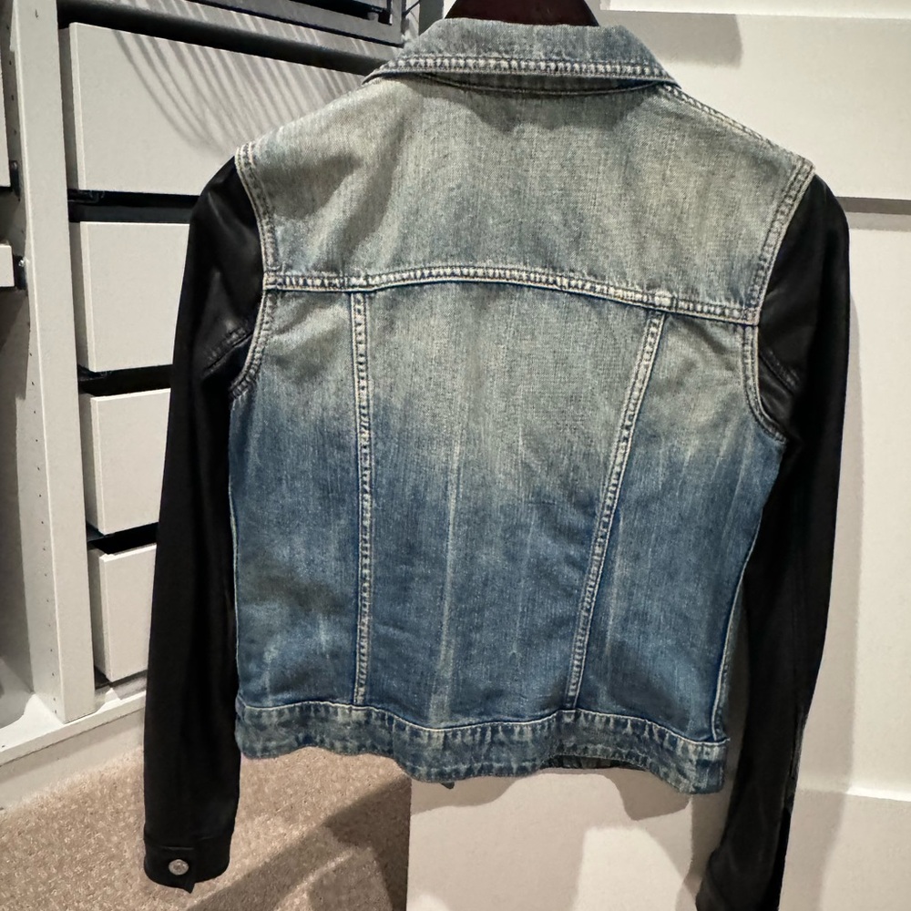 Aritzia Talula Jean Jacket with Leather Sleeves